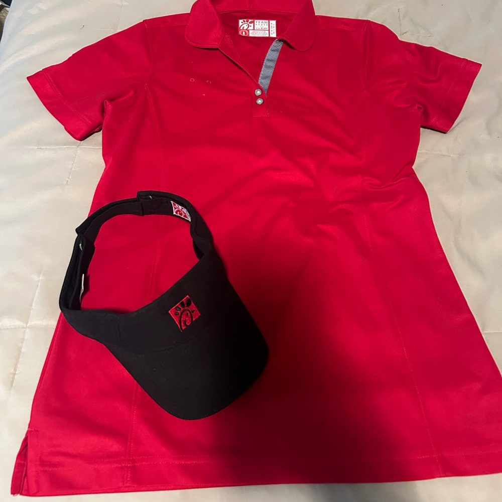 Chick fil a polo and visor